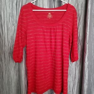 Women's Red Tee w/ Silver Strips. Size Xl.